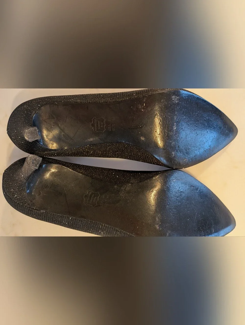 Nina Dressy Black Pumps With Rhinestone Buckle Detail, Size 8M